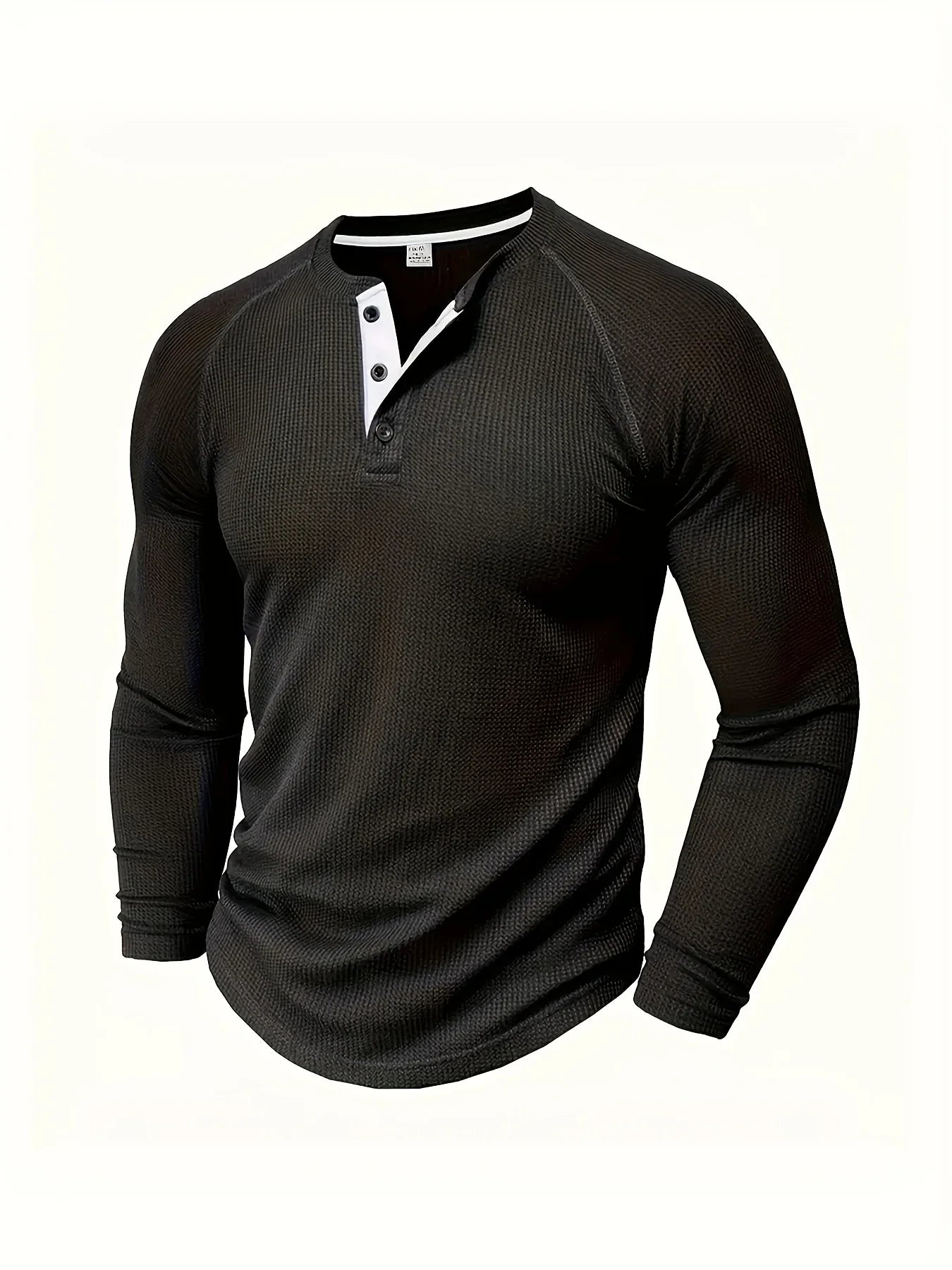 Loose men's solid colour casual versatile American-style round-neck long-sleeve base T-shirt for spring and autumn outdoor daily