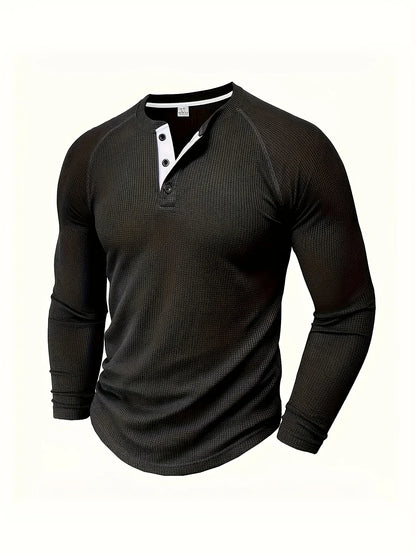 Loose men's solid colour casual versatile American-style round-neck long-sleeve base T-shirt for spring and autumn outdoor daily
