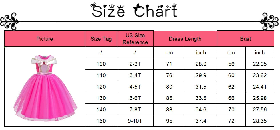 Girl Pink Dress Aurora Kids Cosplay Costume Princess Deluxe Outfit Children Birthday Party Elegant Ball Gown Fairy Disguise Sets