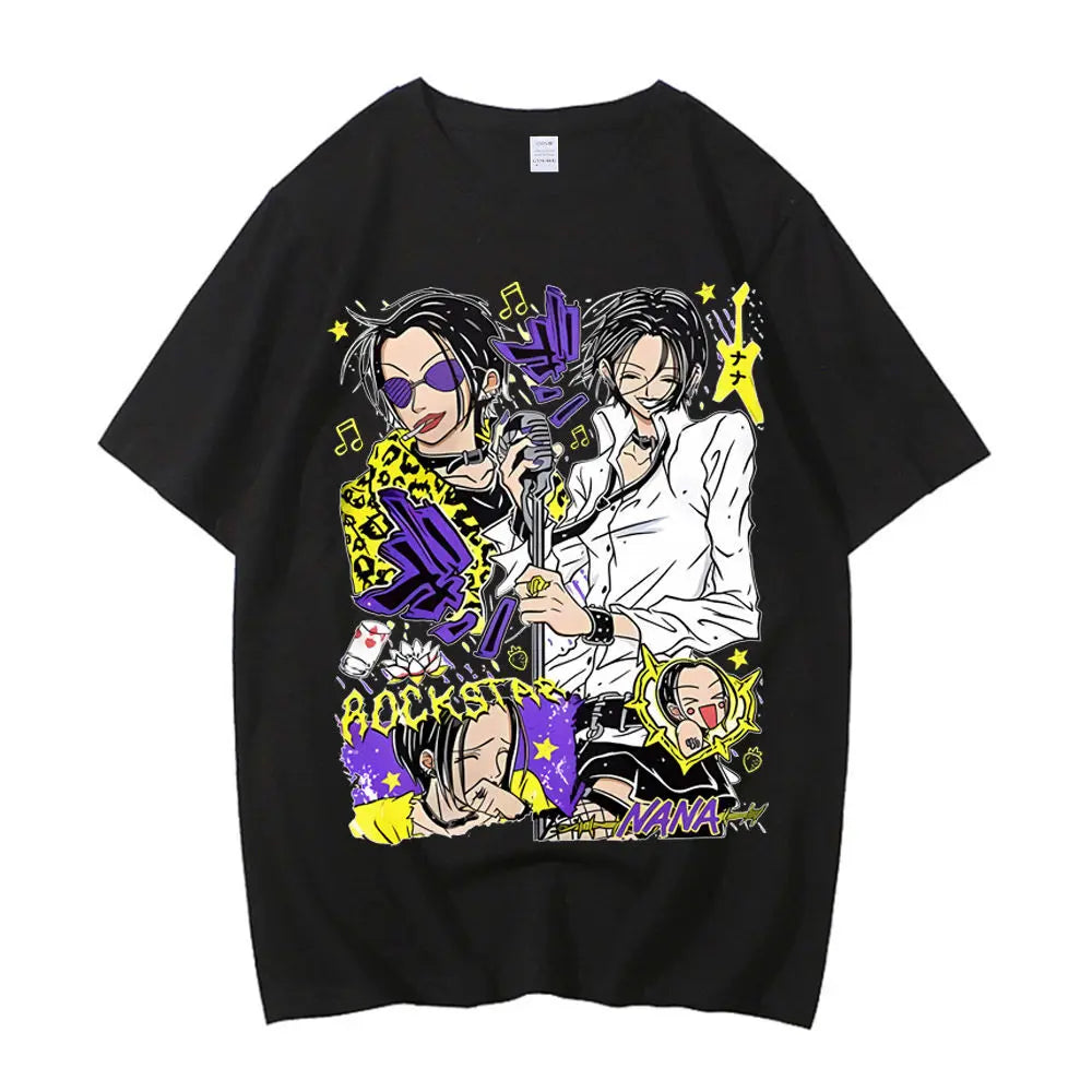 Black Stones Nana Osaki cotton t shirt male Y2k graphic Pastel aesthetic tshirt 2000s kawaii Pastel anime 2000s Comfortable