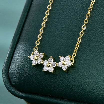 GRA Certified D VVS1 Moissanite Diamond Sweet Mini Flower Pendant Necklace for Women Chain Neck Jewelry Gifts Collares