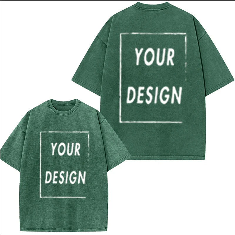 Men's and Women's Cotton Washed T-Shirt Custom Printed T-Shirt 230G Top DIY Your Favorite Pattern or Logo Fashionable Custom Top