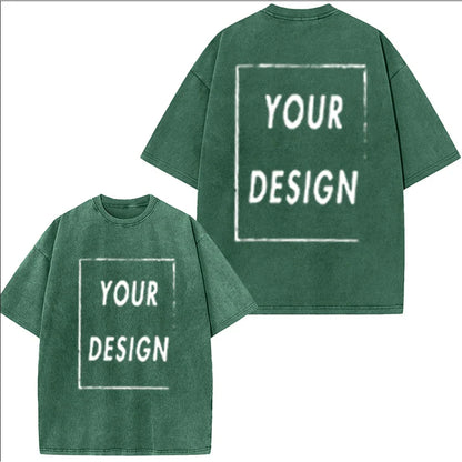 Men's and Women's Cotton Washed T-Shirt Custom Printed T-Shirt 230G Top DIY Your Favorite Pattern or Logo Fashionable Custom Top