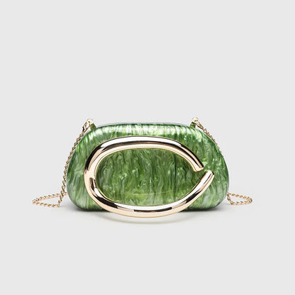 Classic round Box Handheld Dinner Bag Miniature Retro Metal Handle Chain Shoulder Strap Crossbody Bag Street Trend Hard PU Bag