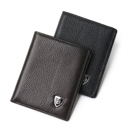 100% Genuine Leather Men Wallet Premium Product Real Cowhide Wallets For Man Short Black Credit Card Cash Receipt Holder Purse
