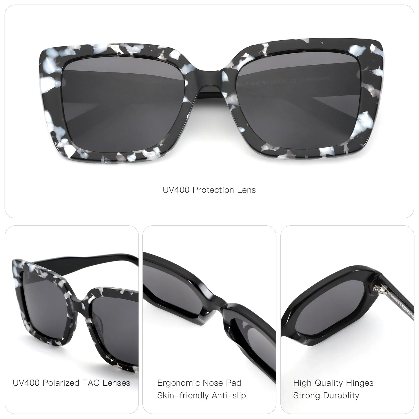 2026 New Square Polarized Sunglasses Women Thick Frame UV400 Protection Acetate Sun Glasses for Ladies Shopping Gift