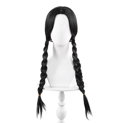 Girl Addams Family Halloween Cosplay Costume Girls Gray Purple Wednesday Addams Uniform Suit Skirts Wig Hand Wednesday Clothes