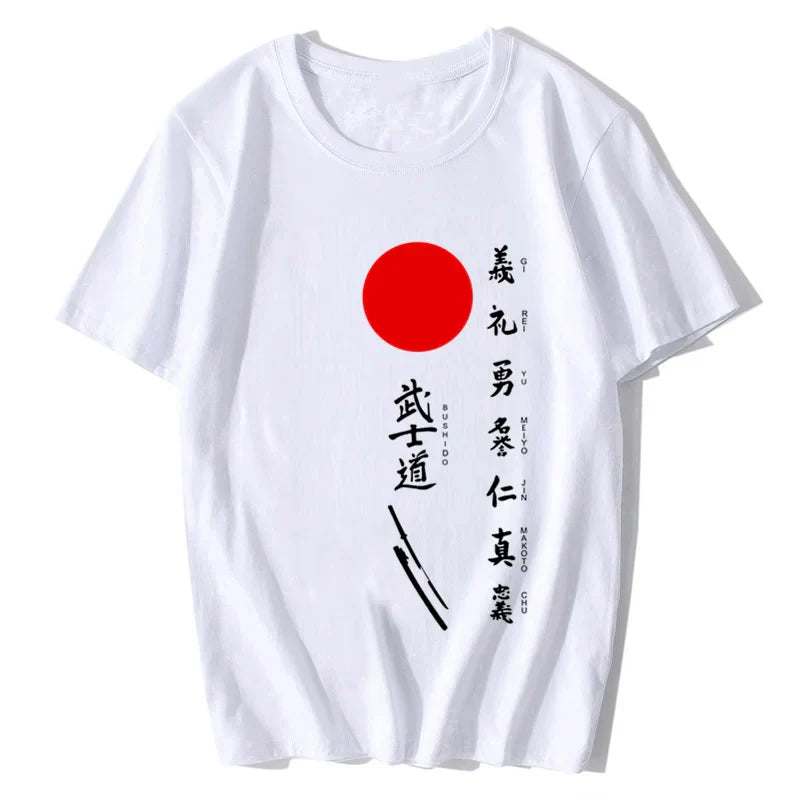 Men'S Japanese Kanji Samurai Bushido Tshirt Men'S Fashion Tees T Shirt Men Summer Style Design T-Shirt Oversize Streetwear