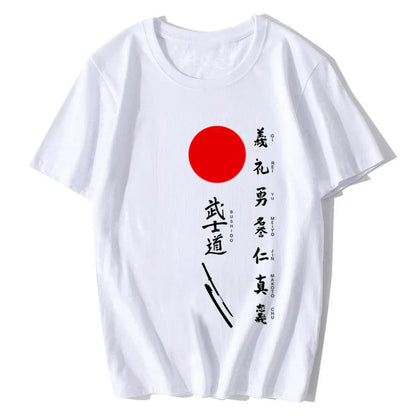 Men'S Japanese Kanji Samurai Bushido Tshirt Men'S Fashion Tees T Shirt Men Summer Style Design T-Shirt Oversize Streetwear