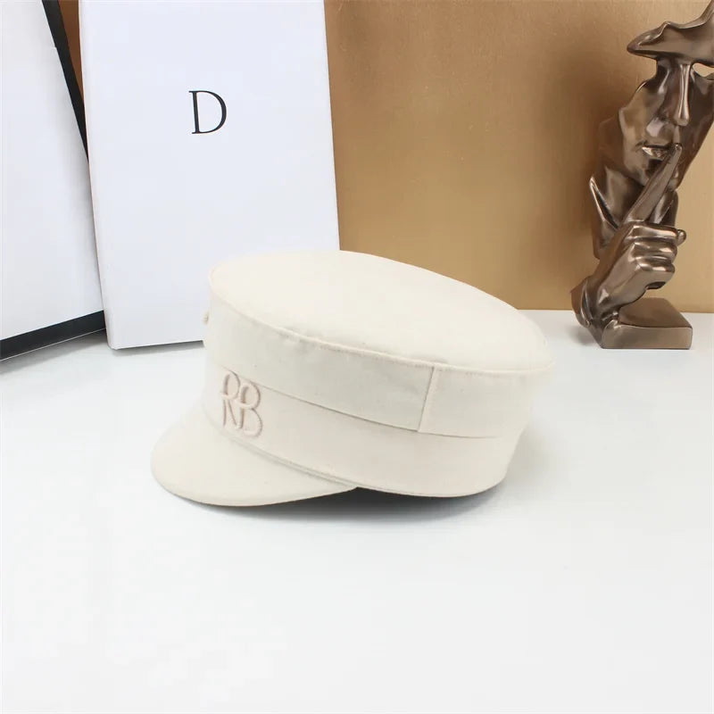 Brand Designer New Winter Embroidery Letter Baker Boy Straw Caps Purple Newsboy Caps Thick Warm Flat Cap Chapeau Homme