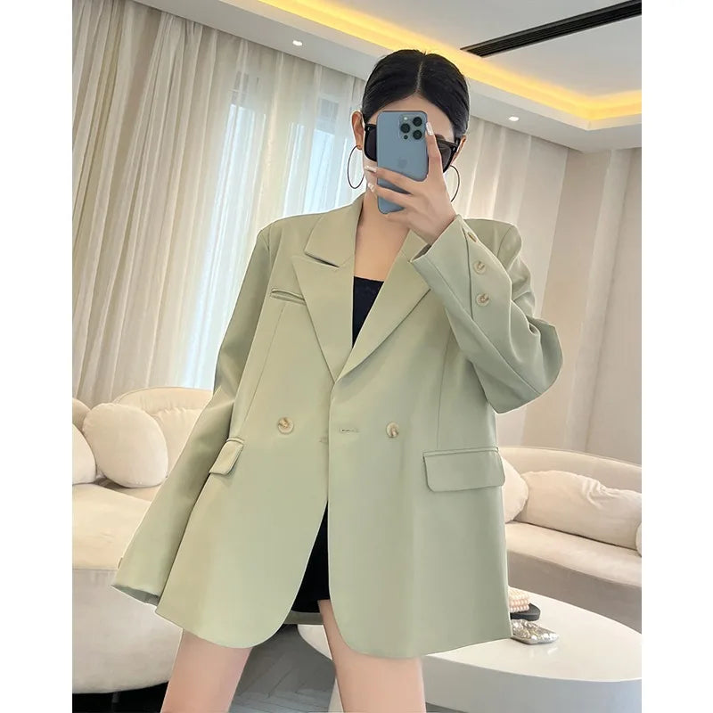 Coat Women Blazer Coats Turn Down Collar Blazers Jackets Y2k Streetwear Work Suits Elegant Splice Casual Jacket 2026 Spring