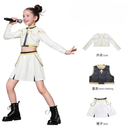 3Pcs Kpop Costume Rumi Singer Dance Dress 3D Print Girls Halloween Christmas Costumes Cosplay Fancy Stage Performance Outfits