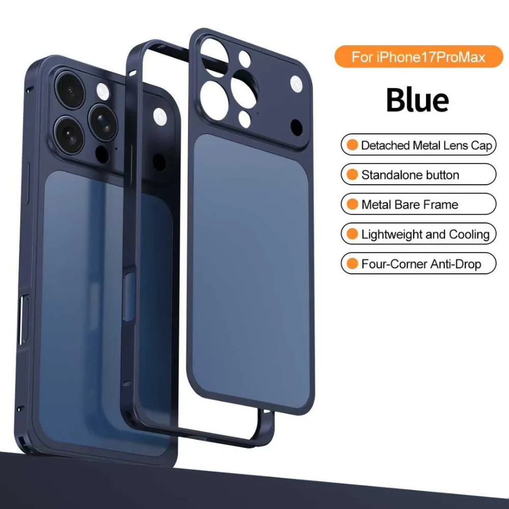 Original Colour Aluminum Alloy Frame Backplane Case For IPhone 13 14 15 16 Pro Max Transform IPhone 17 Series Lens Protect Cover