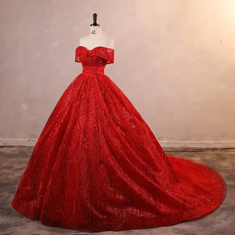 Cheap Wedding Dress Shiny Wedding Dress Classic Boat Neck Bridal Party Gown Vestido De Noiva Robe De Mariee Customized