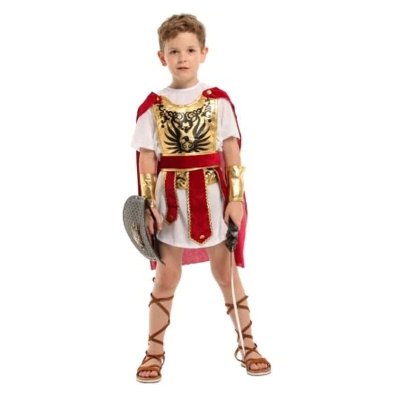 Child Greek Roman Warrior Gladiator Costume Boys Knight Cosplay Carnival Party Fancy Dress No Weapon