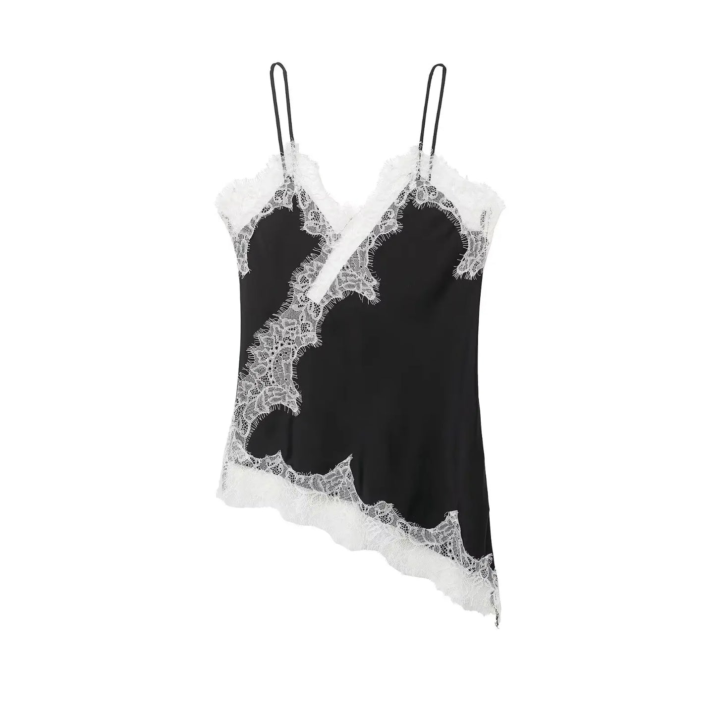 Sexy Women Asymmetrical Lace Slip Tops Summer Female Backless Sleeveless Off Shoulder Underwear Tanks Elegant Beach Camisole