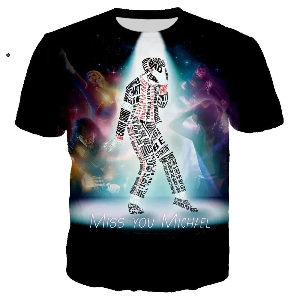 Michael Jackson Printed 3D T-shirt Unisex Summer Casual Streetwear Hip Hop Short Sleeve Fashion Harajuku Oversized Tops