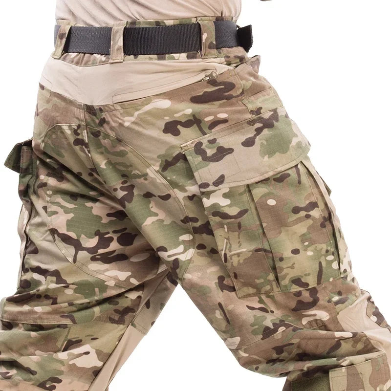 G3 Combat Pants +Pads Elastic Sport Pant Tactical Gear CP Climbing Camo Outdoor Tactic Pants Airsoft Cargo Casual Work Trouser