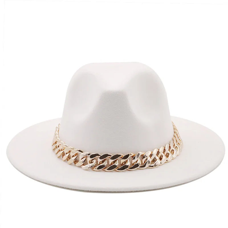 Hat For Women Autumn Winter New Party Jazz Fedora Hats With Fashion Luxury Oversized Chain Accessory Bag Two-piece Set