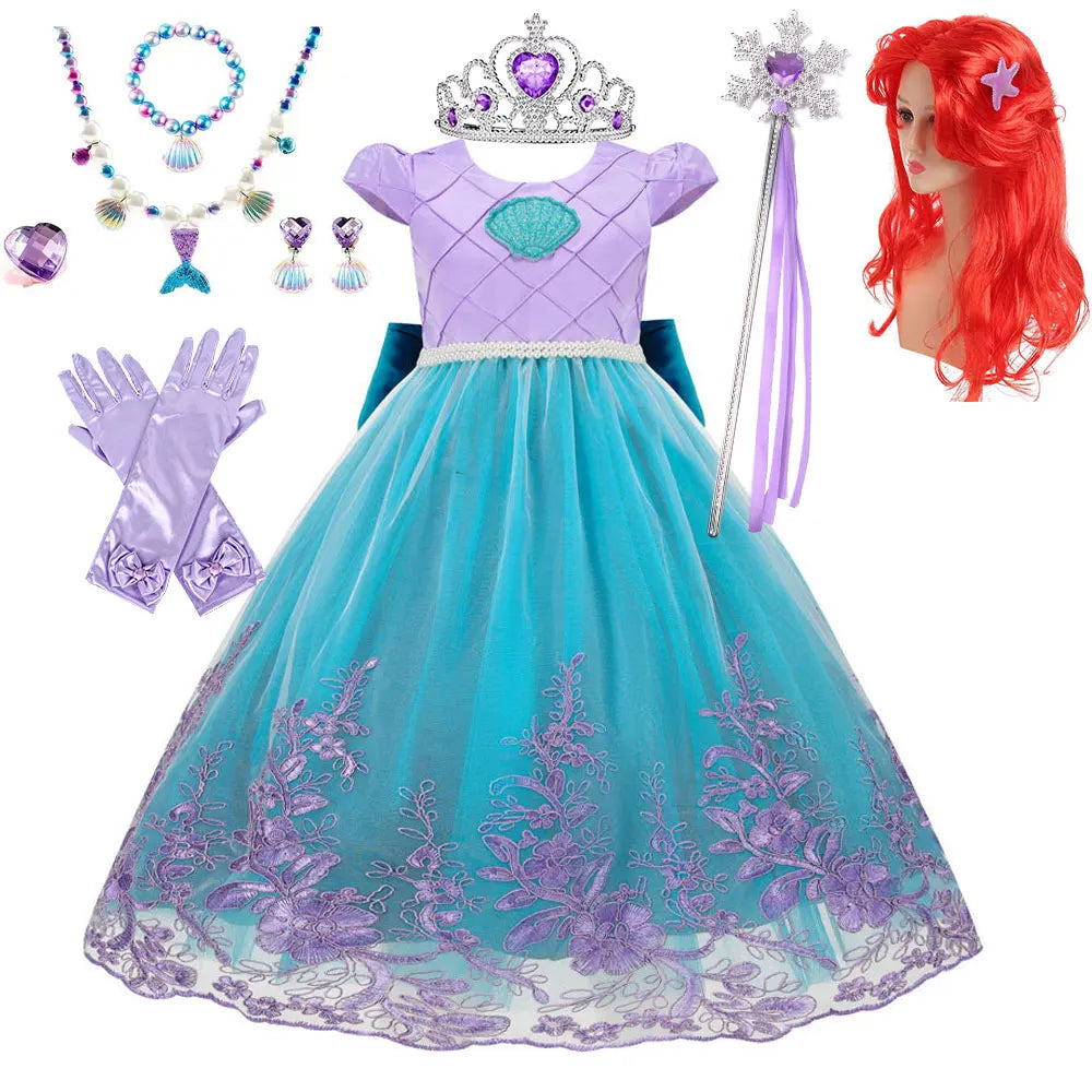 Photography Costume Girls Princess Birthday Party Little Mermaid Ball Gown Girl Ariel Puffy Dress Prom Festival Apparel Vestidos