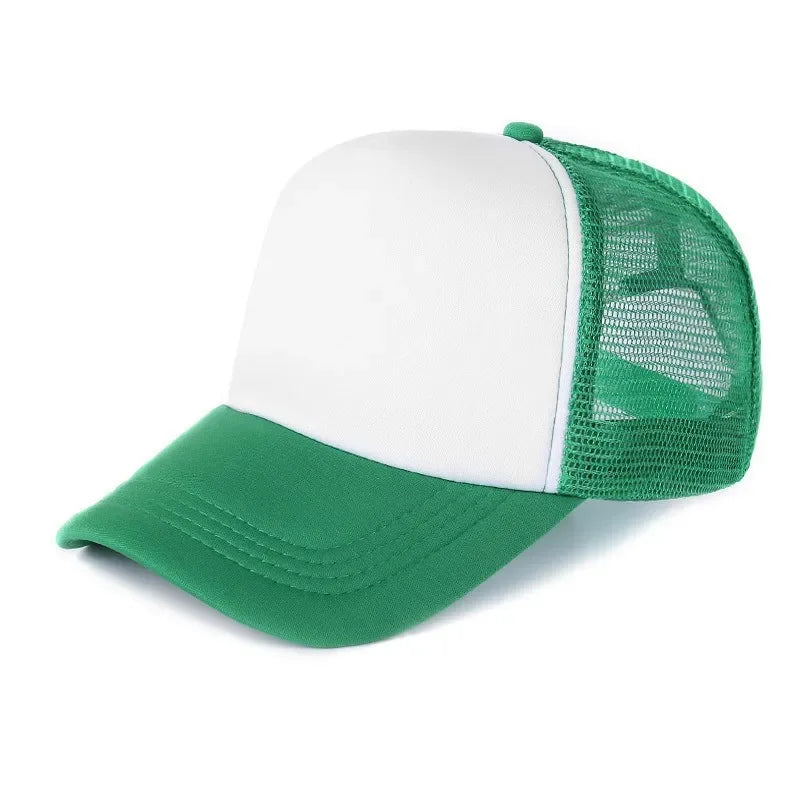 Unisex Cheaper 5 Panel Trucker Hat For Adult Summer Net Baseball Cap Men Women Sponge Mesh Adjustable Sun Hat Visor