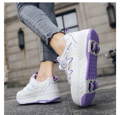 HeelysChildren's small flower decorated four-wheel roller skating sports shoe breathable roller skating girls shoes holidaygifts