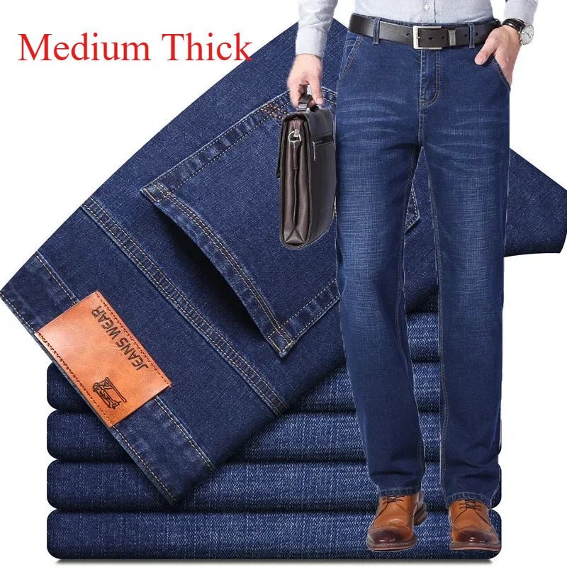 2026 Classic Men Straight Jeans Homme Pantalon Streetwear Soft Black Blue Masculino Denim Mans Pants