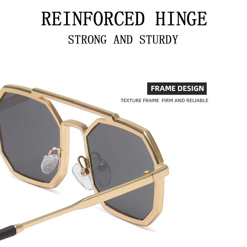 Metal Sunglasses For Men Vintage Square Sunglasses Women Trendy Luxe Fashion Sun Glasses Steampunk Shades Gafas De Sol Hombre