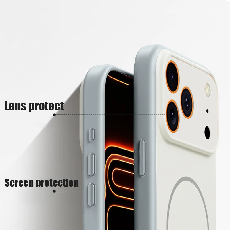 Whale Patterned Magnetic Case For iPhone 17 16 15 14 13 Pro Max For Magsafe Wireless Charge Shockproof Lens Protect Phone Cover