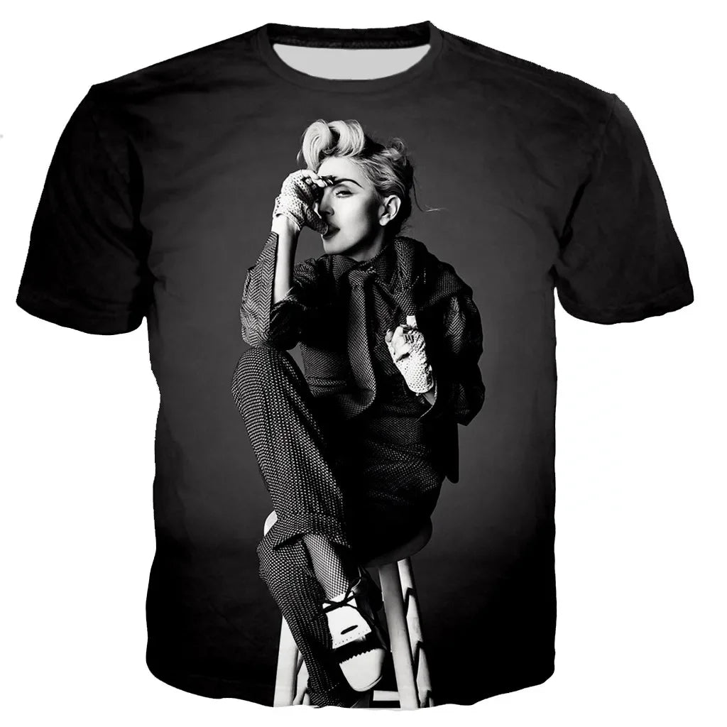 Y2K Singer Madonna Graphic T Shirts Summer Women Men Clothing Fashion Casual Tops Tees Harajuku Streetwear Oversized T-shirt