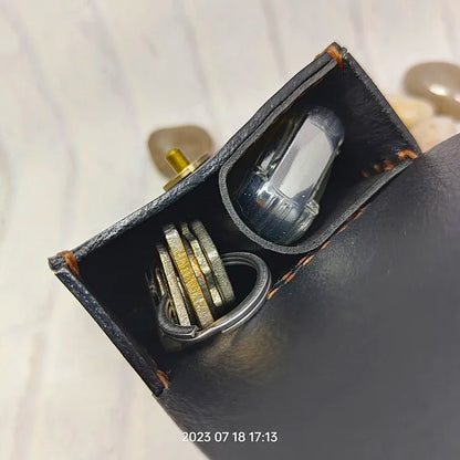 Multifunctional Key Holder Waist Bag Genuine Leather Car Key Case Folding Glasses Belt Pack Men Women 1652cg
