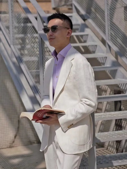 Summer Thin Retro Men's Breathable Linen Small Suit Italian Retro Slim Casual Blazer Trendy