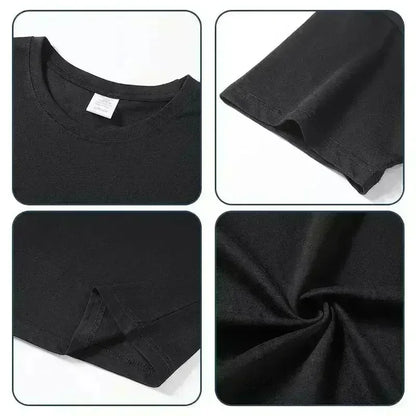 Men's Black Cotton T-shirt, Red Star and "VANSON LEATHERS" Motorcycle Pattern - Casual Round Neck, Short Sleeves