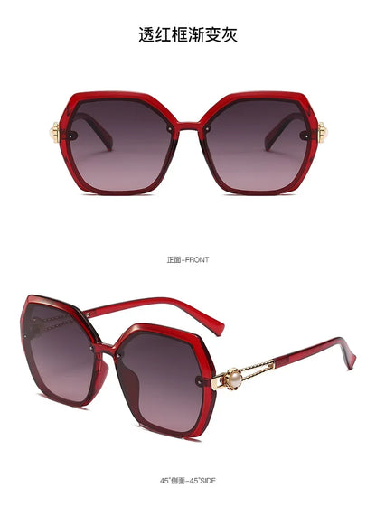 Fashion Large Frame Ladies Hollow Out Clover Inlay Women Polarized Sunglasses Drive Outdoors Sun Protection UV400 Sun Glasses