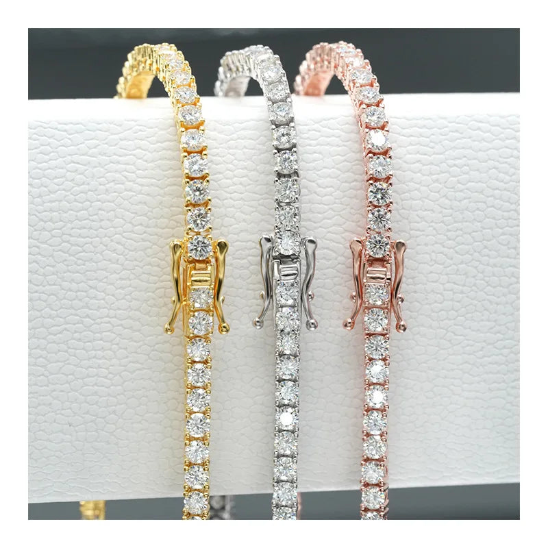 925 Sterling Silver Moissanite Bracelet 0.1ct 3mm D VVS1 Diamond with GRA for Women Sparkling Wedding Party Fine Jewelry