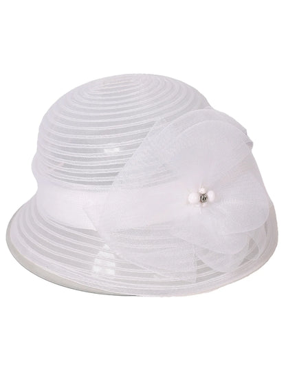 Floral Derby Fascinator Hat & Fedora for Women - Wedding Bridal Church Tea Party Formal Dress Accessories, Floppy Sun Caps