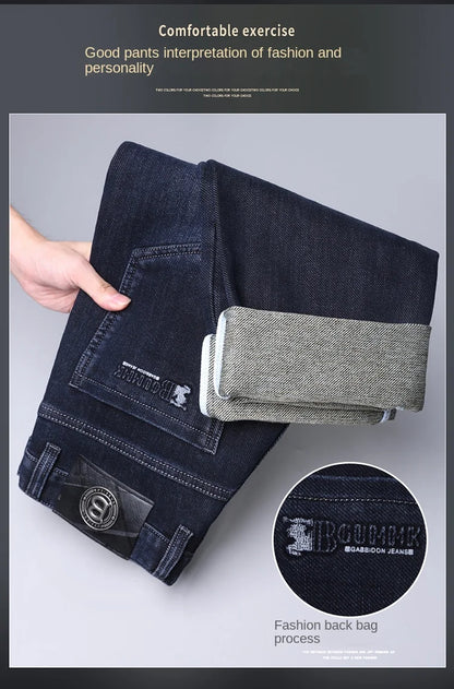 Men's Straight-leg Jeans High-quality Light Luxury Embroidered Casual Versatile Fashion Slimming Smooth Silhouette Style