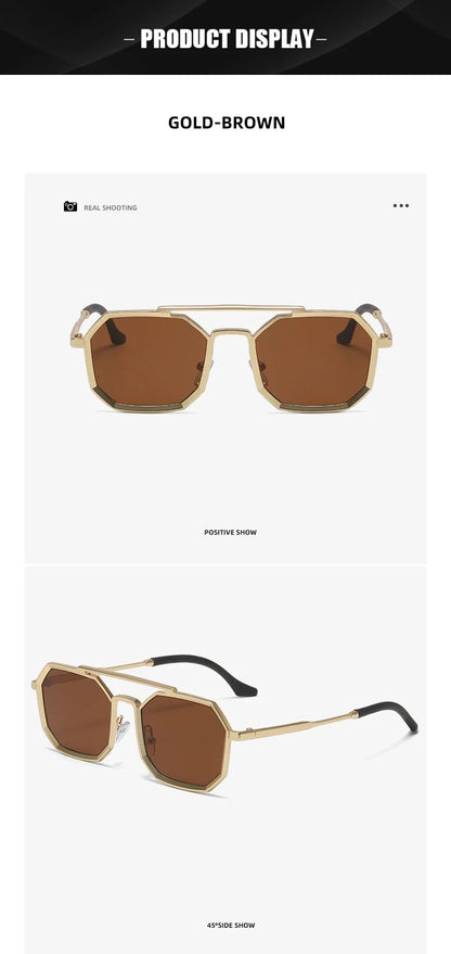 Metal Sunglasses For Men Vintage Square Sunglasses Women Trendy Luxe Fashion Sun Glasses Steampunk Shades Gafas De Sol Hombre