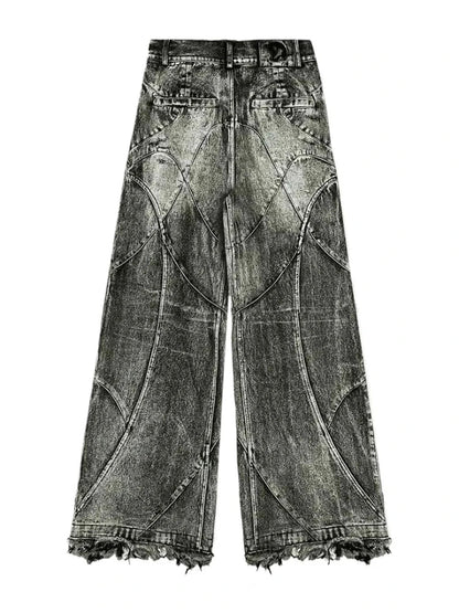 Vintage Y2k Streetwear Punk Hip Hop Jeans Women Pants Grunge Baggy Ripped Denim Trousers Gothic Distressed Wide Leg Jeans Goth