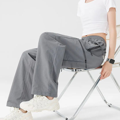 Hiking Women Pant Elastic Waist Waterproof Trouser Zippered Pockets Sport Pant Men Windproof Outdoor Cargo Pants Fishing Trouser