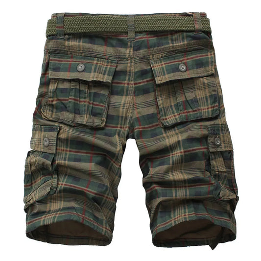 2026 Summer Men Shorts Fashion Plaid Beach Shorts Mens Casual Shorts Military Short Pants Male Bermuda Cargo Overalls No belt