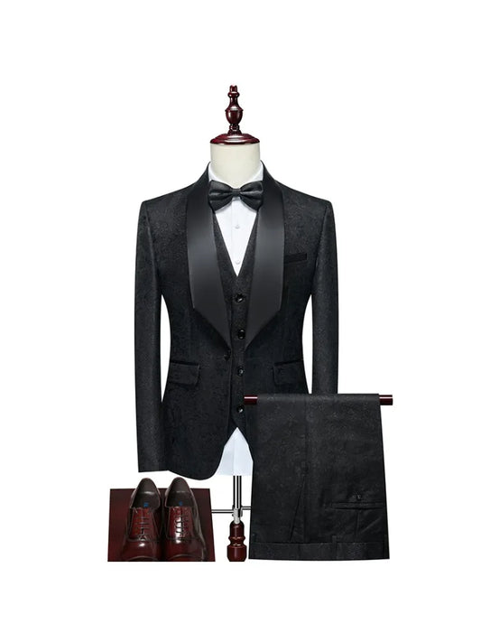 New Tuxedo 3 Piece Suit, Men's Groom's Suit, Top + Vest + Pants