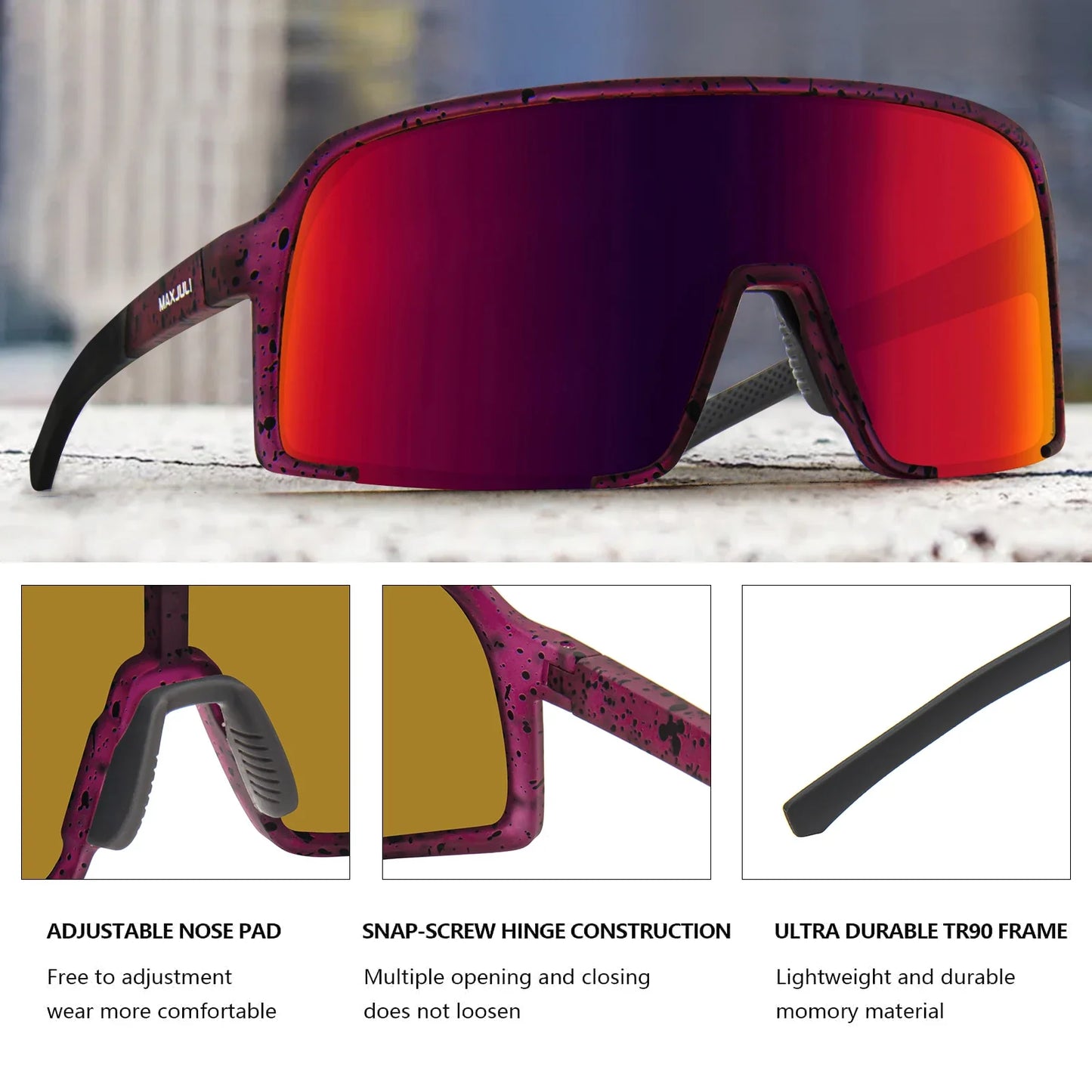 Polarized Sunglasses for Men Women, Windproof Outdoor Sports Cycling Running UV400 Protection Sun Glasses 8133