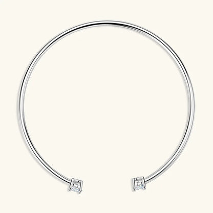 2-Stone 0.8ct Pear Cut Moissanite Cuff Bangle 925 Silver Open Hand Chain Bracelet Adjustable Diamond Jewelry For Women Gift