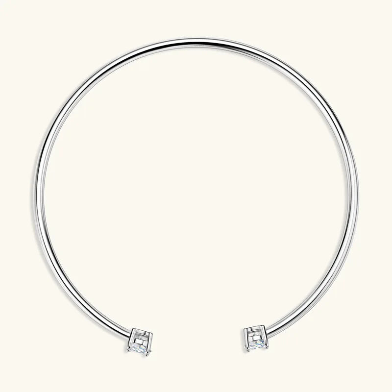 Dainty 0.5CT Round Brilliant Cut Moissanite Cuff Bangle for Women s925 Silver Lab Diamond Open Hand Chain Bracelet Gift