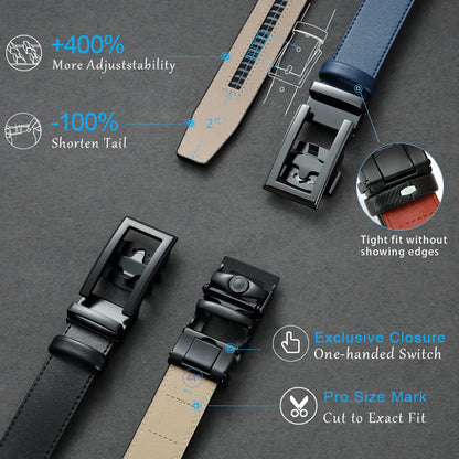 DOOPAI New Mens Belt Hollow Automatic Mens Belt Genuine Leather Luxury Belt  For Men Belt Male Strap Male Metal Automatic Buckle