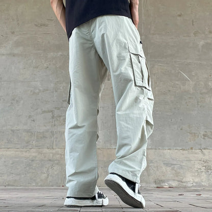 Mens Womens Spring Summer Lightweight Quick Dry Baggy Loose Paratrooper Cargo Pants Outdoor Techwear Multi Pocket Streetwear