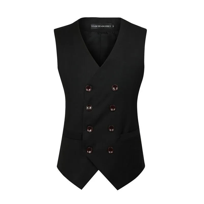Black Mens Suit Vest Professional Men's Double Breasted Casual Vest Seasonal Men's Wedding Groomsman Suit Top Gray Vest jacket