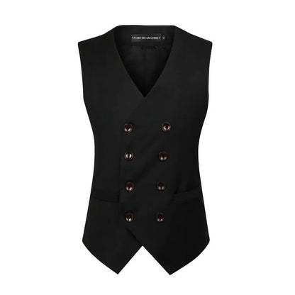 Black Mens Suit Vest Professional Men's Double Breasted Casual Vest Seasonal Men's Wedding Groomsman Suit Top Gray Vest jacket