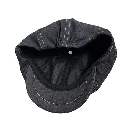 High Quality Newsboy Caps Men Women Black Beret British Gatsby Cap Spring Autumn Denim Fabric Hat NC11